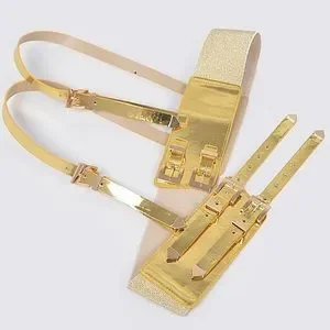 Plus Size Metallic Gold or Silver Vegan Leather Harness Statement Belt Snag Belt in Black Faux Leather - Snag – Snag US main image 3